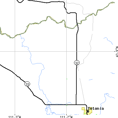Zip code 83424 close-up map