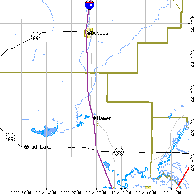 Zip code 83425 close-up map