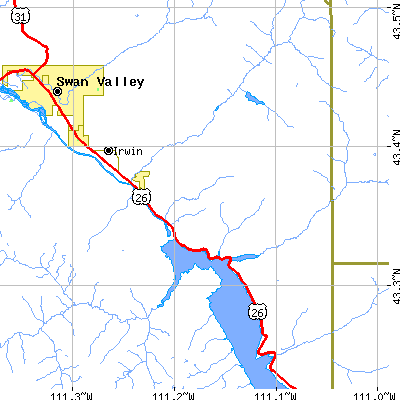 Zip code 83428 close-up map