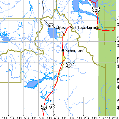 Zip code 83429 close-up map