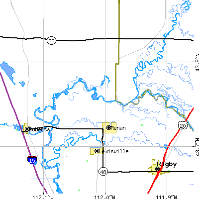 Zip code 83434 close-up map