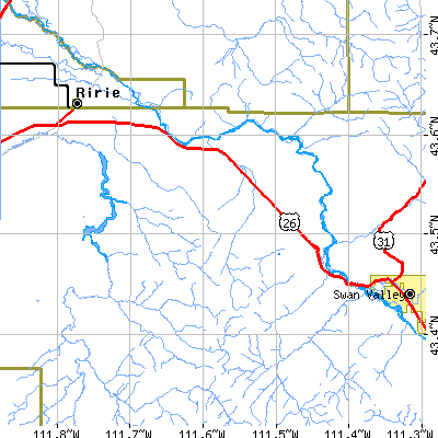 Zip code 83443 close-up map