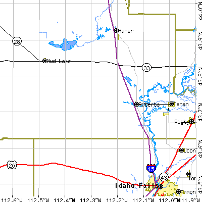 Zip code 83444 close-up map