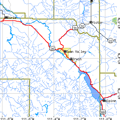 Zip code 83449 close-up map