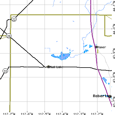 Zip code 83450 close-up map