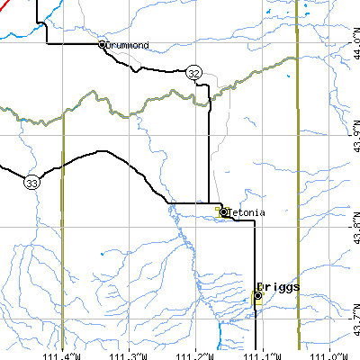 Zip code 83452 close-up map