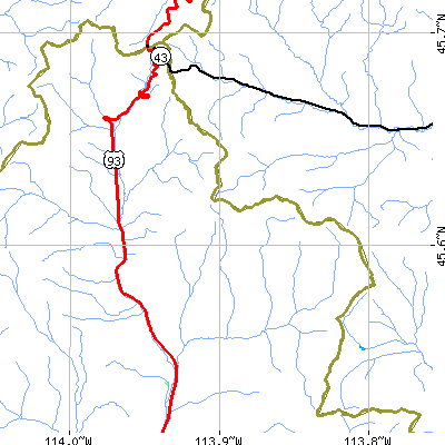 Zip code 83463 close-up map