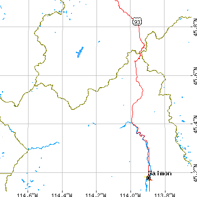 Zip code 83466 close-up map