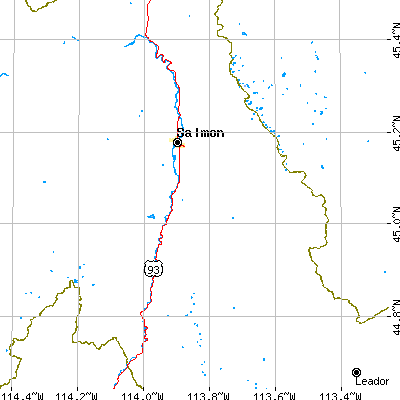 Zip code 83467 close-up map