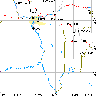 Zip code 83501 close-up map