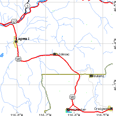 Zip code 83524 close-up map