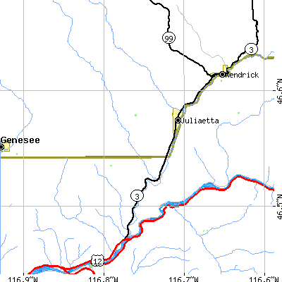 Zip code 83535 close-up map