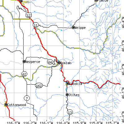 Zip code 83536 close-up map