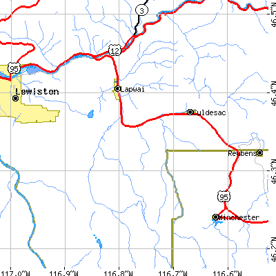 Zip code 83540 close-up map