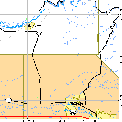 Zip code 83616 close-up map