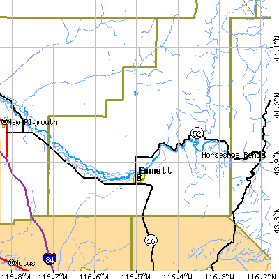 Zip code 83617 close-up map