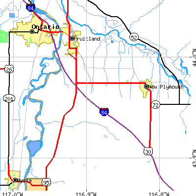Zip code 83619 close-up map