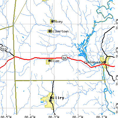 Zip code 36919 close-up map