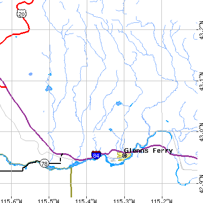Zip code 83623 close-up map