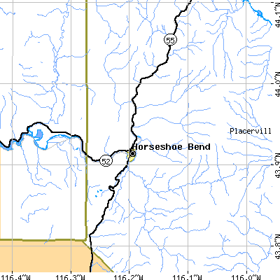 Zip code 83629 close-up map