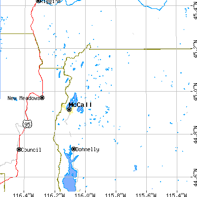Zip code 83638 close-up map