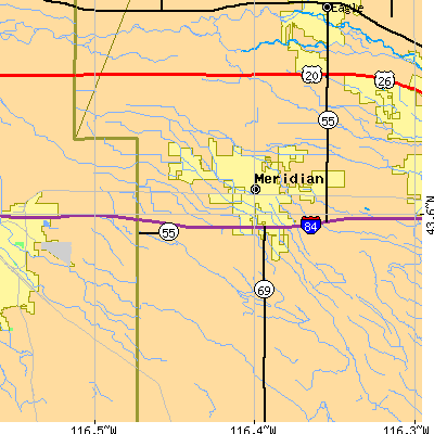 Zip code 83642 close-up map