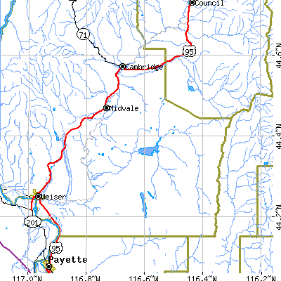Zip code 83645 close-up map