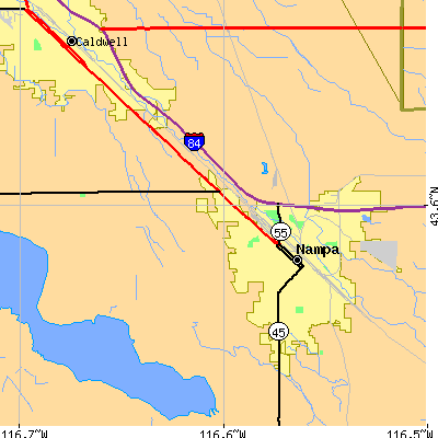 Zip code 83651 close-up map
