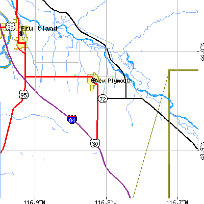 Zip code 83655 close-up map