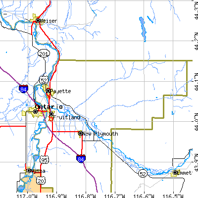 Zip code 83661 close-up map