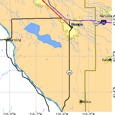 Zip code 83686 close-up map