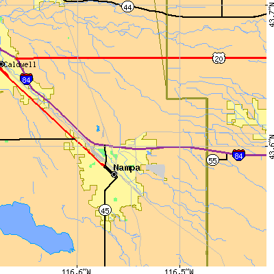 Zip code 83687 close-up map