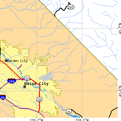 Zip code 83702 close-up map