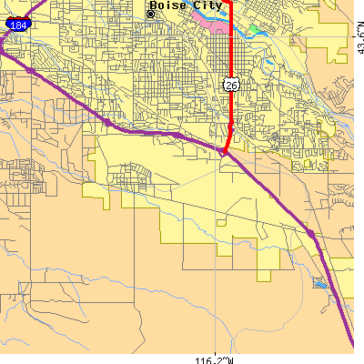 Zip code 83705 close-up map
