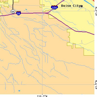 Zip code 83709 close-up map