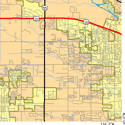 Zip code 83713 close-up map