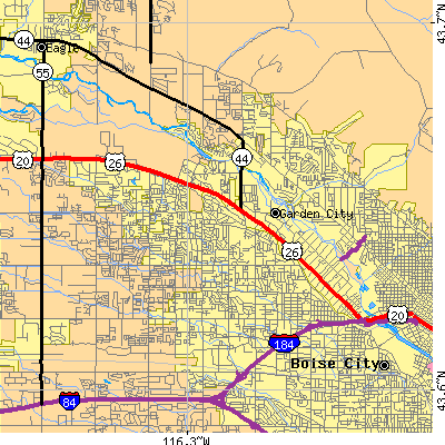 Zip code 83714 close-up map