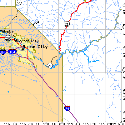 Zip code 83716 close-up map
