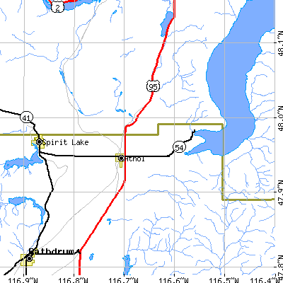 Zip code 83801 close-up map