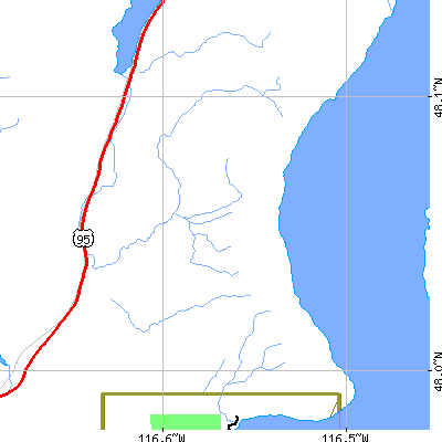 Zip code 83809 close-up map