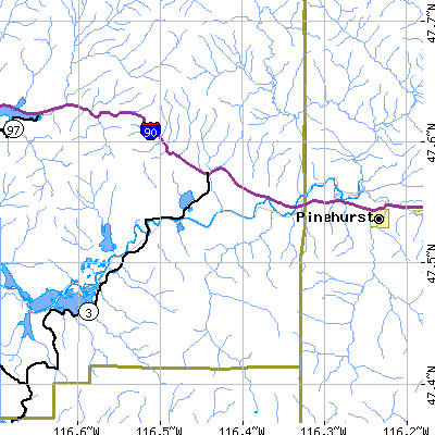 Zip code 83810 close-up map