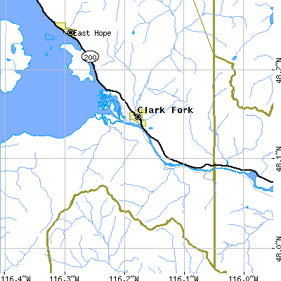Zip code 83811 close-up map