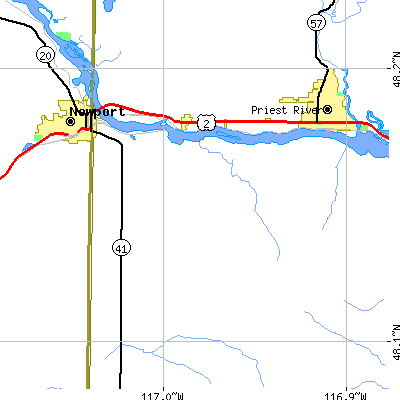 Zip code 83822 close-up map