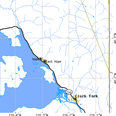 Zip code 83836 close-up map