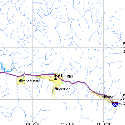 Zip code 83837 close-up map