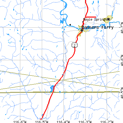 Zip code 83847 close-up map