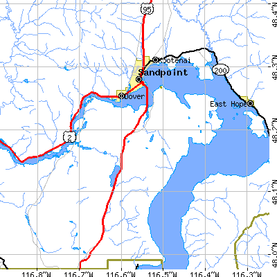Zip code 83860 close-up map