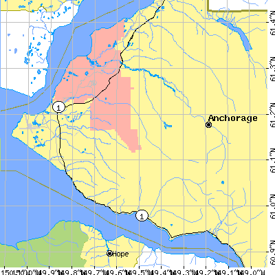 Zip code 99504 close-up map