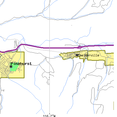 Zip code 83868 close-up map