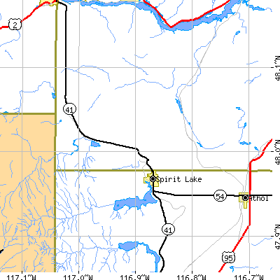 Zip code 83869 close-up map